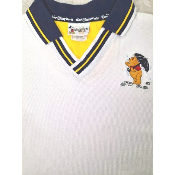 Vtg Disney World Womens Winnie the Pooh White Embroidered Captains Polo Shirt XL - Picture 9 of 12